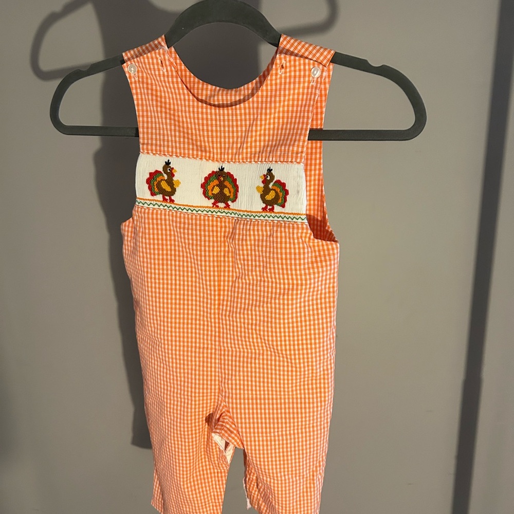 Orange Gingham Kids One Piece - Picture 1 of 2